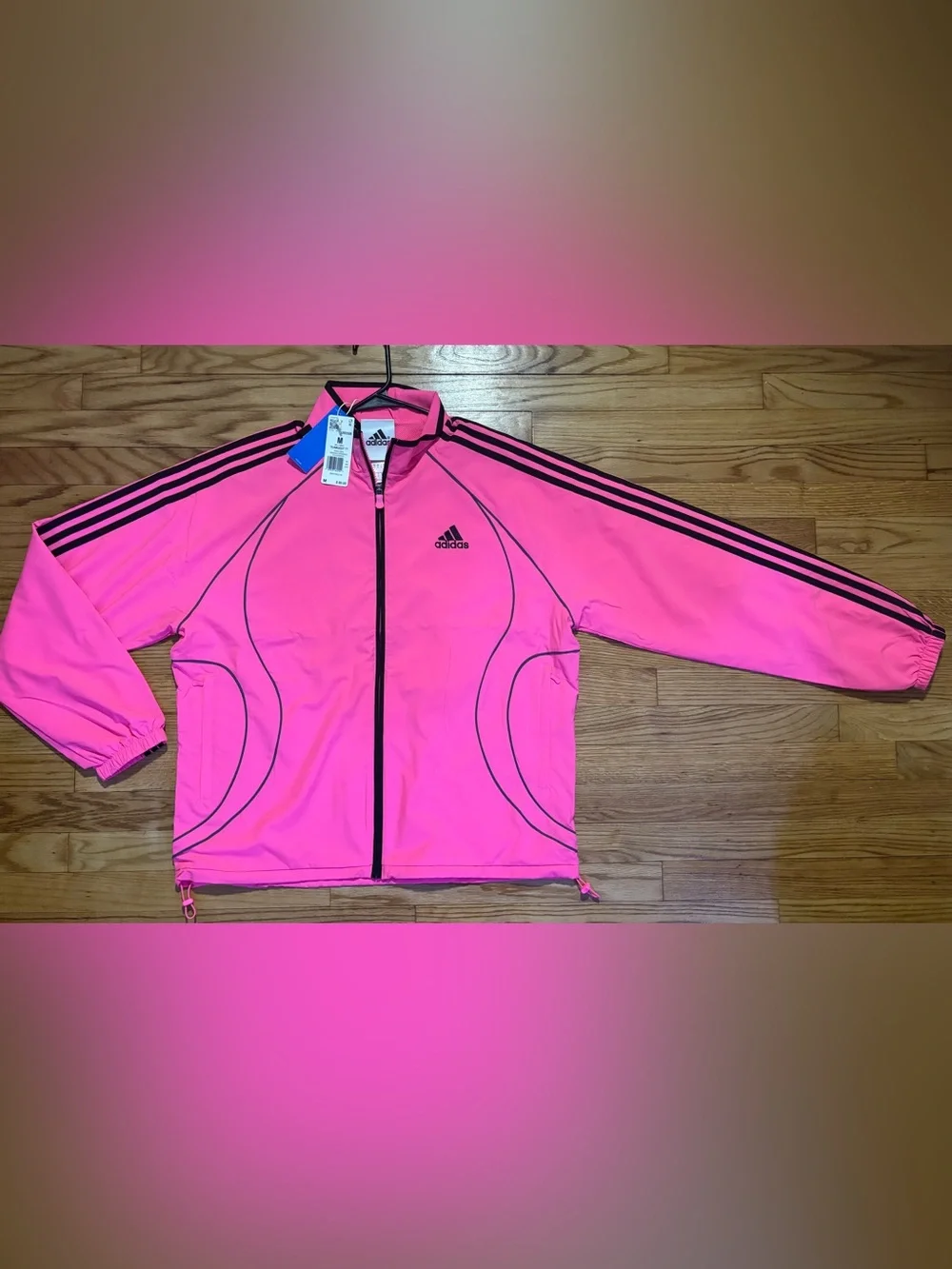 Adidas Teamgeist Adicolor Woven Full Zip Track Jacket Pink Black men’s sz M NEW!